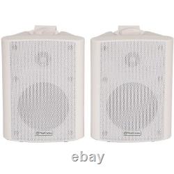 Pair 5.25 2 Way Stereo Speakers 90W 8Ohm White Wall Mounted Background Hi Fi