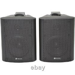 Pair 8 2 Way Stereo Speakers -180W 8Ohm Black Wall Mounted Background Hi-Fi PA