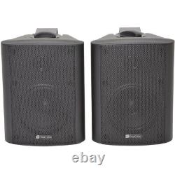 Pair 8 2 Way Stereo Speakers 180W 8Ohm Black Wall Mounted Background Hi Fi PA