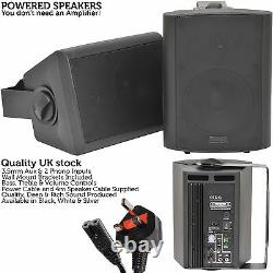 Pair of Black 60W Powered/Active Wall SpeakersSatellite Stereo Home Cinema Mini