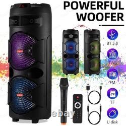 Party Bluetooth Speaker Dual 12'' Subwoofer LOUD Heavy Bass Stereo Sound FM TWS