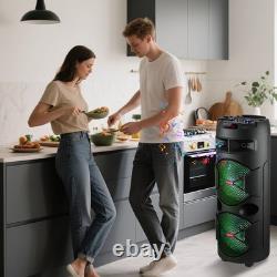 Party Bluetooth Speaker Dual 12'' Subwoofer LOUD Heavy Bass Stereo Sound FM TWS