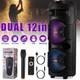 Party Bluetooth Speaker Dual 12'' Subwoofer Loud Heavy Bass Stereo Sound With Mic