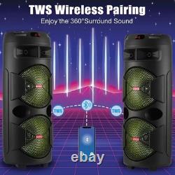 Party Bluetooth Speaker Dual 12'' Subwoofer LOUD Heavy Bass Stereo Sound with Mic