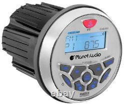 Planet Audio PGR35B 3.5 Gauge Marine MP3/Radio Receiver Bluetooth+2 Speakers