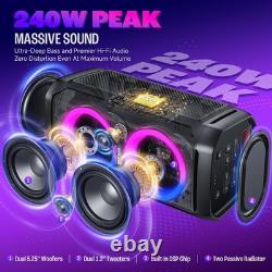 Portable 240W Party Speaker 115dB Sound, 24H Playtime & RGB Lights Included