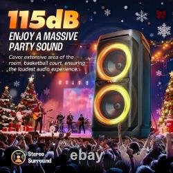 Portable 240W Party Speaker 115dB Sound, 24H Playtime & RGB Lights Included
