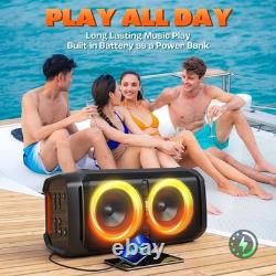 Portable 240W Party Speaker 115dB Sound, 24H Playtime & RGB Lights Included