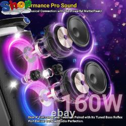 Portable Bluetooth Party Speaker, 160W Peak Powerful Loud Sound Deep Bass Wirele