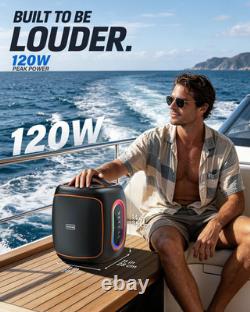 Portable Bluetooth Speaker, 120W Peak Powerful Loud Sound Deep Bass Wireless Larg