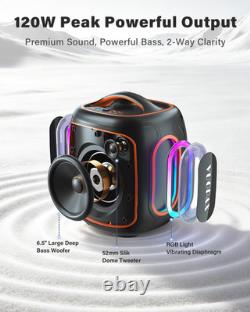 Portable Bluetooth Speaker, 120W Peak Powerful Loud Sound Deep Bass Wireless Larg
