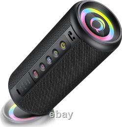 Portable Bluetooth Speaker Stereo Sound, Bluetooth 5.4, Waterproof, 4 RGB Lights