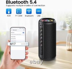 Portable Bluetooth Speaker Stereo Sound, Bluetooth 5.4, Waterproof, 4 RGB Lights