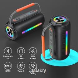 Portable Bluetooth Speaker with Handle, 40W Powerful Stereo Sound with Dual Bass