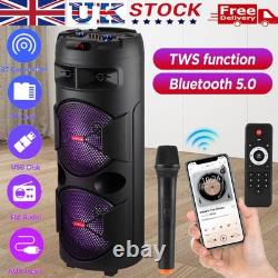 Portable Dual 12 Inch Bluetooth Speaker Loud Stereo Sound System FM AUX TF TWS