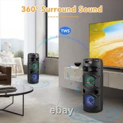 Portable Dual 12 Inch Bluetooth Speaker Loud Stereo Sound System FM AUX TF TWS
