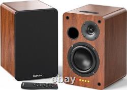 Powerful Bluetooth Bookshelf Speakers, 80W Stereo with Remote Control Function