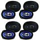 Pyle 6 X 9 Inch 400 Watts 4-way Car Coaxial Speakers Audio Stereo Blue (8 Pack)