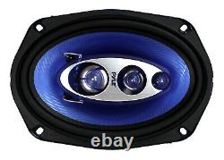Pyle 6 x 9 Inch 400 Watts 4-Way Car Coaxial Speakers Audio Stereo Blue (8 Pack)