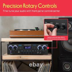 Pyle Bluetooth Stereo Amplifier Wireless 800W 4-Channel Audio Receiver with Mi