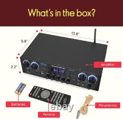 Pyle Bluetooth Stereo Amplifier Wireless 800W 4-Channel Audio Receiver with Mi