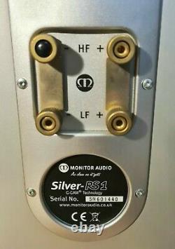 Rare Monitor Audio Silver RS1 Bi-Wire Stereo HiFi Bookshelf Speakers Silver
