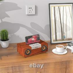 Retro Bluetooth Speaker 50W Wooden Wireless, 12H Playtime & 360° Stereo Sound