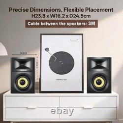 Sanyun SW205 80W Bluetooth 5.4 Powered Bookshelf Speakers HiFi Stereo Pair Black
