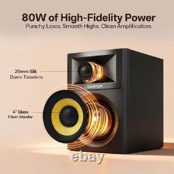 Sanyun SW205 80W Bluetooth 5.4 Powered Bookshelf Speakers HiFi Stereo Pair Black