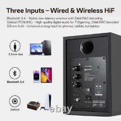Sanyun SW205 80W Bluetooth 5.4 Powered Bookshelf Speakers HiFi Stereo Pair Black