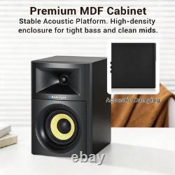 Sanyun SW205 80W Bluetooth 5.4 Powered Bookshelf Speakers HiFi Stereo Pair Black
