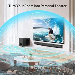 Sound Bar with Subwoofer for TV, 2 in 1 Detachable 120W Soundbar Speaker with De