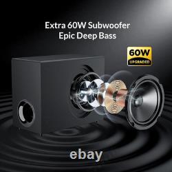 Sound Bar with Subwoofer for TV, 2 in 1 Detachable 120W Soundbar Speaker with De