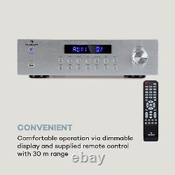 Stereo Amplifier Bluetooth Power Amp Hi Fi System Remote USB Audio 400 W Silver