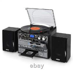 Stereo Speakers Hi fi System Turntable CD Player FM Radio USB Home Audio Black