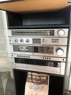 Toshiba SL-10 Stereo Sound System With Speakers in Original Cabinet Read