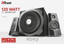 Trust Tytan 2.1 PC Speakers with Subwoofer, 120W (60W RMS), UK Plug, Sound