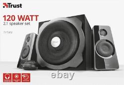 Trust Tytan 2.1 PC Speakers with Subwoofer, 120W (60W RMS), UK Plug Sound System Trust Tytan 2.1 PC Speakers with Subwoofer, 120W (60W RMS), UK Plug Sound System