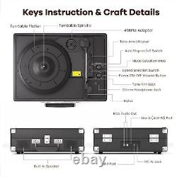 Vinyl Record Player Built-in Stereo Speakers 3-Speed Home Audio Sound Stereo UK