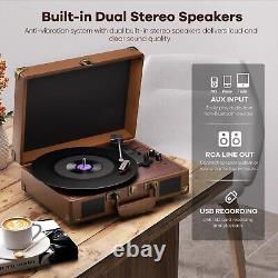Vinyl Record Player Built-in Stereo Speakers 3-Speed Home Audio Sound Stereo UK