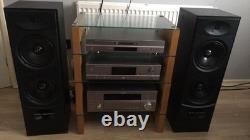 Yamaha Sound System With Wharfdale Speakers And Glass Cabinet Teak And Glass