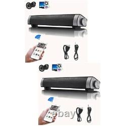 2 Pces Haut-parleur Sans Fil Usb Portable Stereo Super Bass Soundbar Sound Box