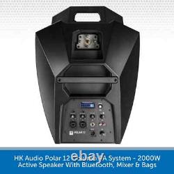 2 x Système de sonorisation colonne portable HK Audio Polar 12 2000W actif Bluetooth avec sacs