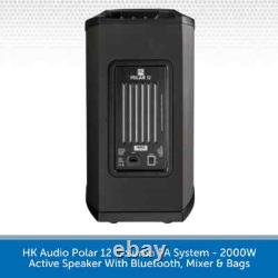 2 x Système de sonorisation colonne portable HK Audio Polar 12 2000W actif Bluetooth avec sacs