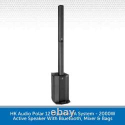 2 x Système de sonorisation colonne portable HK Audio Polar 12 2000W actif Bluetooth avec sacs