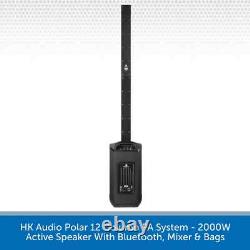 2 x Système de sonorisation colonne portable HK Audio Polar 12 2000W actif Bluetooth avec sacs