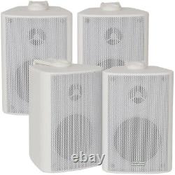 4x 70w 2 Way White Wall Supported Stereo Haut-parleurs 4 8ohm Compact Fond Musique