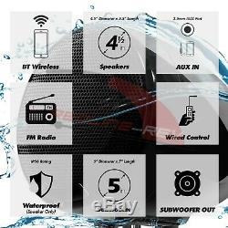 600w Amp Bluetooth Étanche Atv Utv Rzr Polaris Stéréo 3-parleurs Du Système Audio