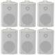 6x 70w 2 Way White Wall Supported Stereo Haut-parleurs 4 8ohm Compact Fond Musique