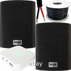 80w Mini Wifi Amplificateur Stéréo & 2x 70w 4 Black Wall Speaker System